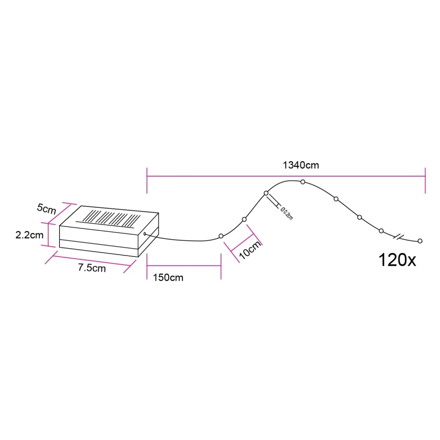 Globo - LED napelemes fényfüzér 120xLED/3,2V IP44 13,4 m 600 mAh