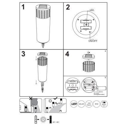 Globo - LED Napelemes lámpa LED/0,08W/3V 6000K IP44