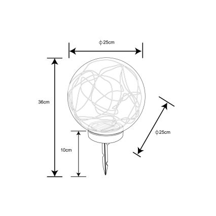 Globo - Napelemes lámpa 40xLED/0,06W/1,2V átm. 25 cm IP44 600 mAh