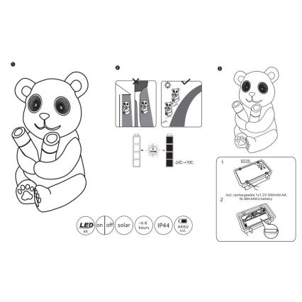 Globo - LED Napelemes lámpa LED/0,12W/3V IP44 panda