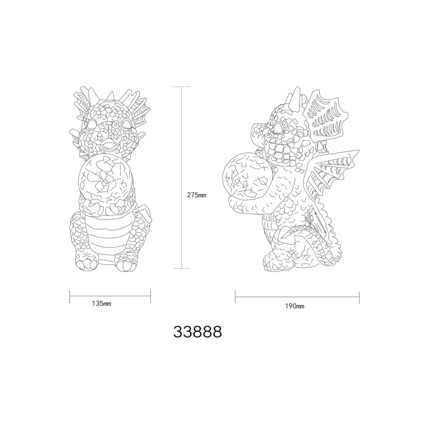 Globo - LED napelemes dekoráció LED/0,02W/3V IP44 sárkány 300 mAh