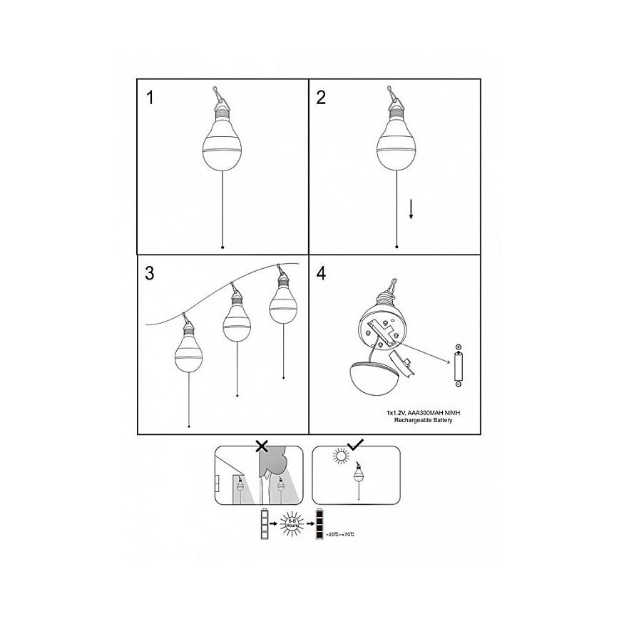 Globo - LED napelemes világítás LED/0,06W/3,2V IP44