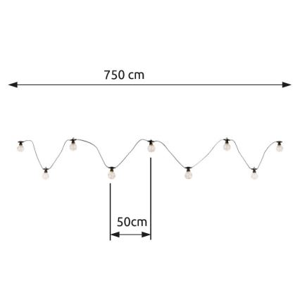 Globo - LED kültéri dekorációs lánc 10xLED/0,27W/230V 7,5 m IP44 fekete