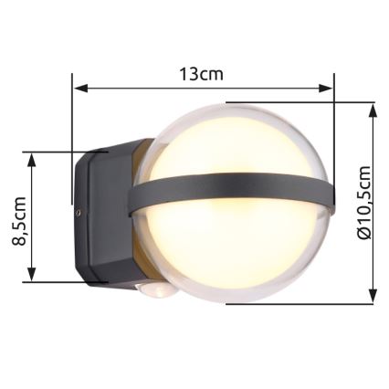 Globo - LED Kültéri fali lámpa LED/12W/230V IP54 fekete