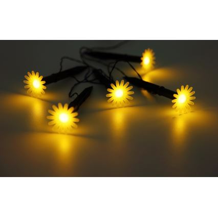 Globo - LED napelemes fényfüzér 5xLED/3V IP44 300 mAh 2,2 m, virágokkal