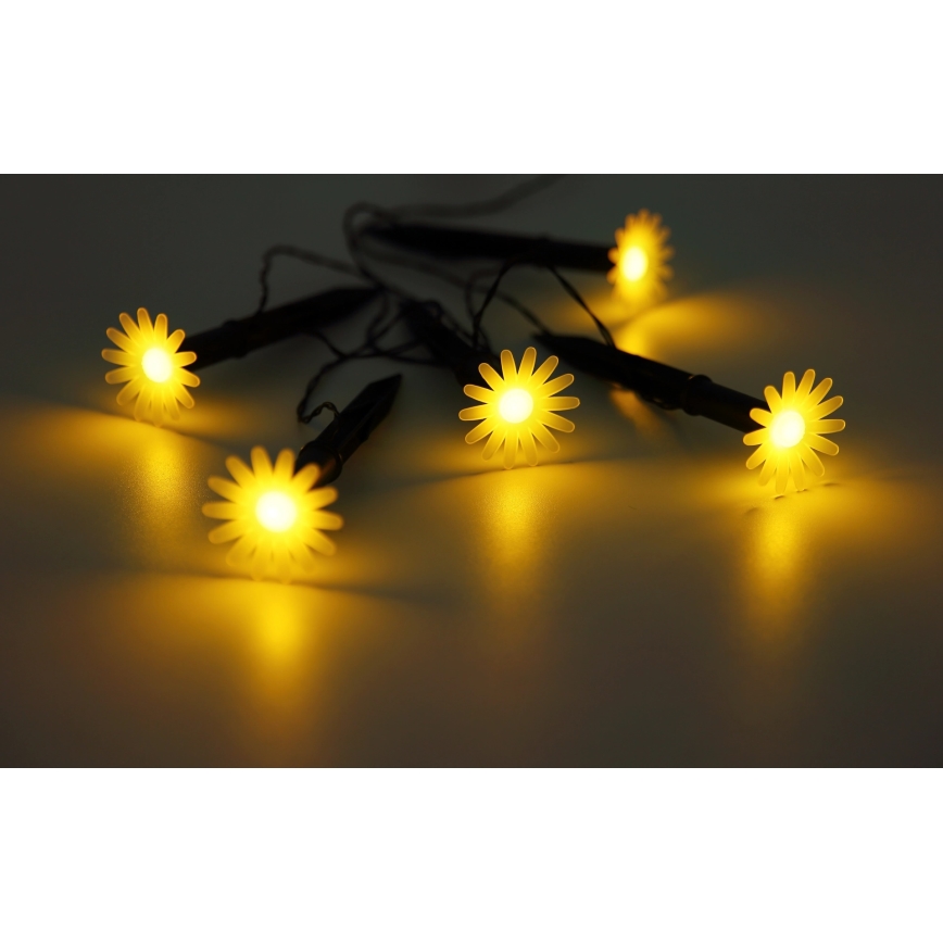 Globo - LED napelemes fényfüzér 5xLED/3V IP44 300 mAh 2,2 m, virágokkal