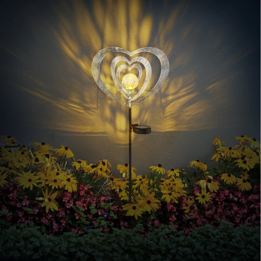 Globo - LED napelemes lámpa LED/3V IP44 300 mAh ezüst szív