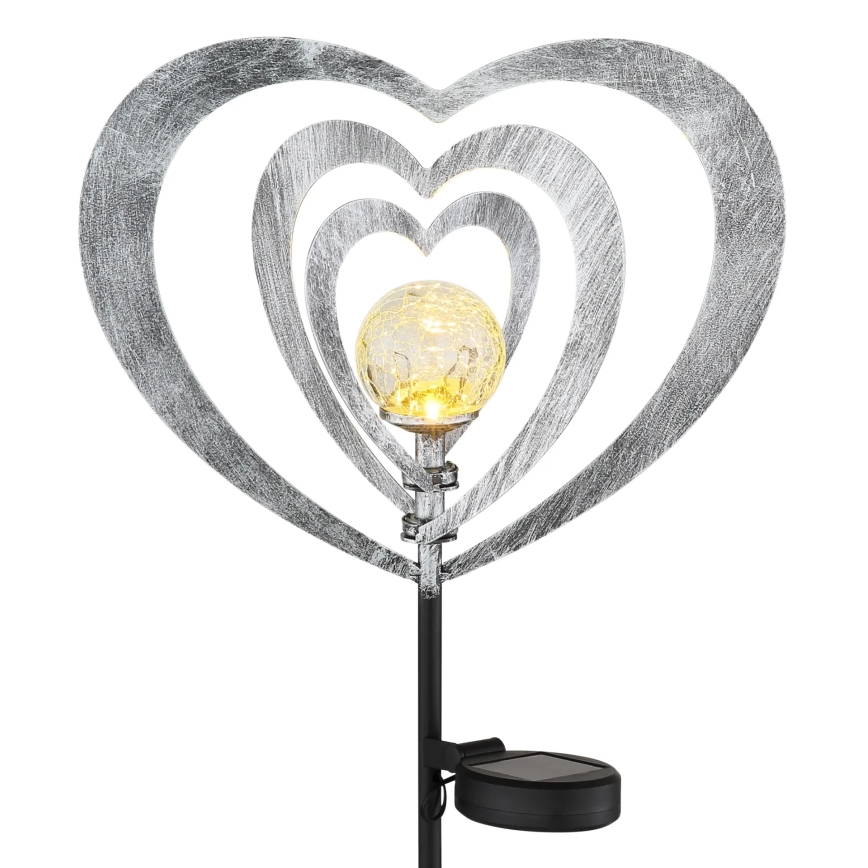 Globo - LED napelemes lámpa LED/3V IP44 300 mAh ezüst szív