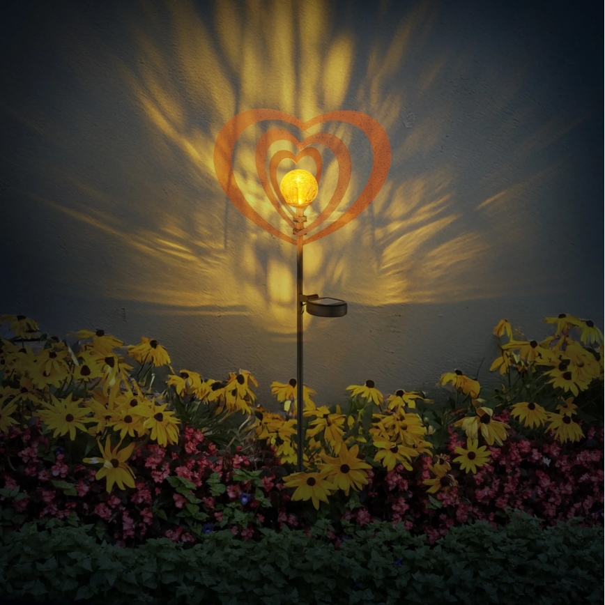 Globo - LED napelemes lámpa LED/3V IP44 300 mAh rozsdaszínű szív
