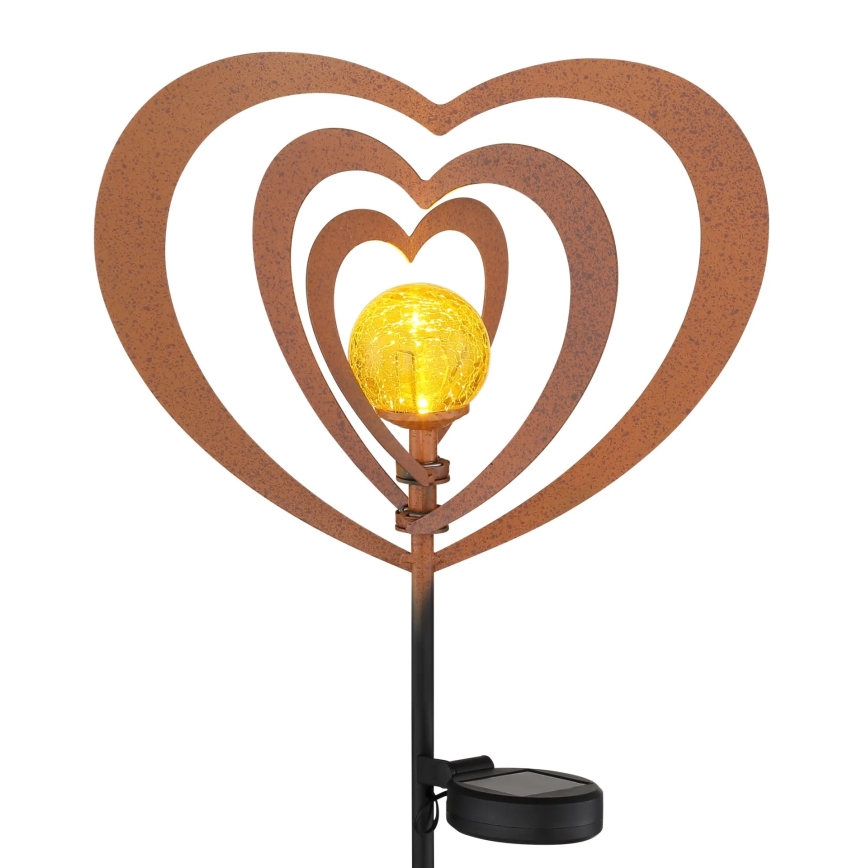 Globo - LED napelemes lámpa LED/3V IP44 300 mAh rozsdaszínű szív