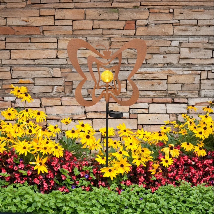 Globo - LED napelemes lámpa LED/3V IP44 300 mAh rozsdaszínű pillangó