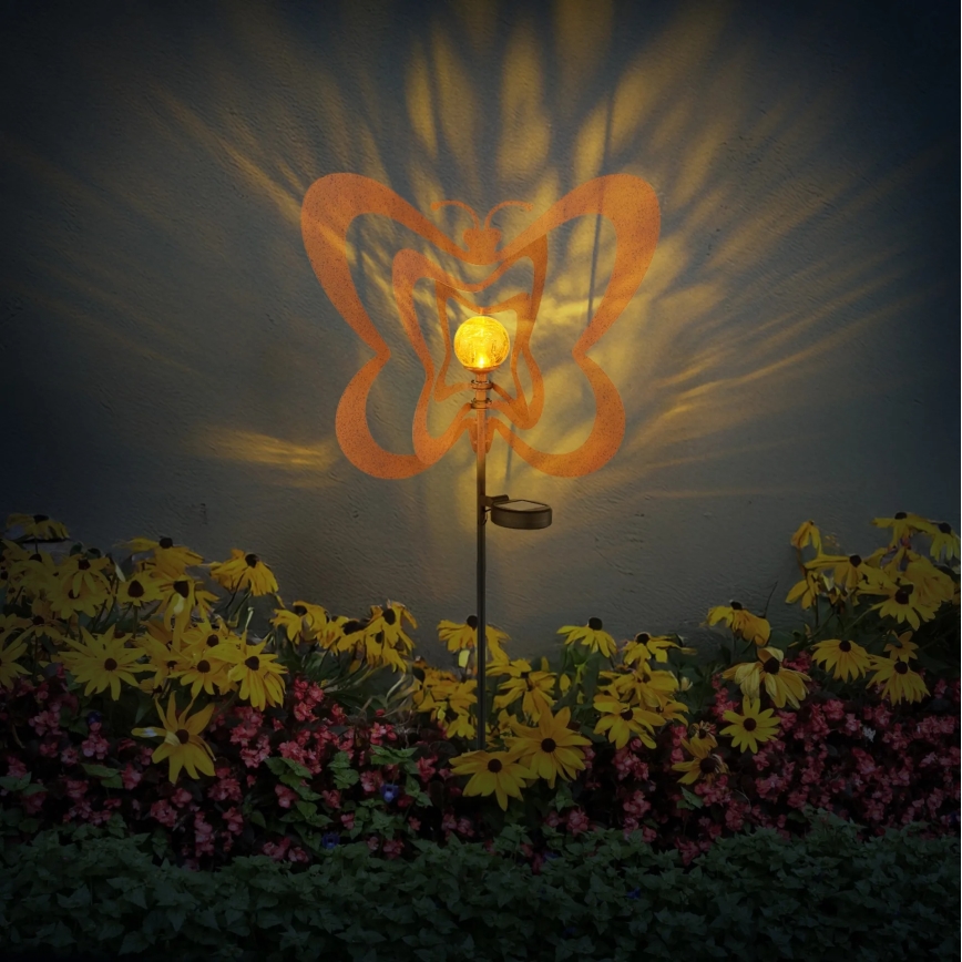 Globo - LED napelemes lámpa LED/3V IP44 300 mAh rozsdaszínű pillangó
