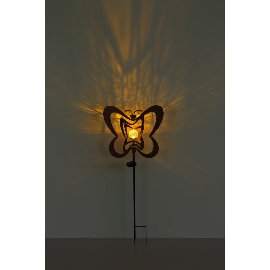 Globo - LED napelemes lámpa LED/3V IP44 300 mAh rozsdaszínű pillangó