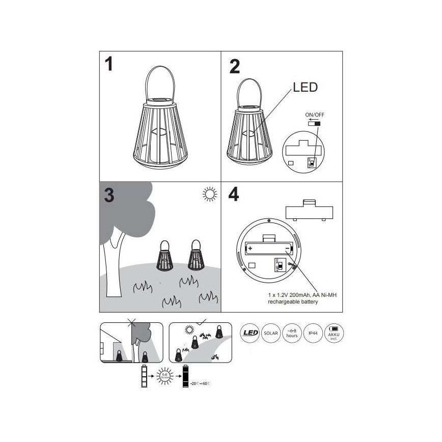 Globo - LED Napelemes lámpa LED/0,06W/3V 3200K IP44