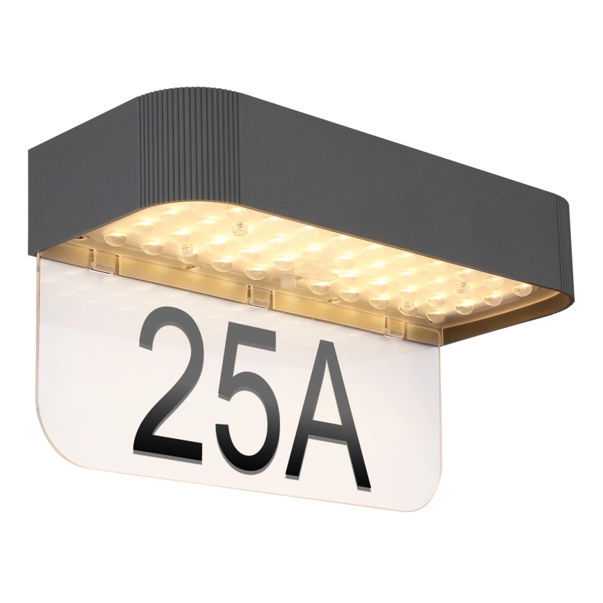 Globo - Napelemes LED házszám LED/6W/3,7V IP54 1800 mAh