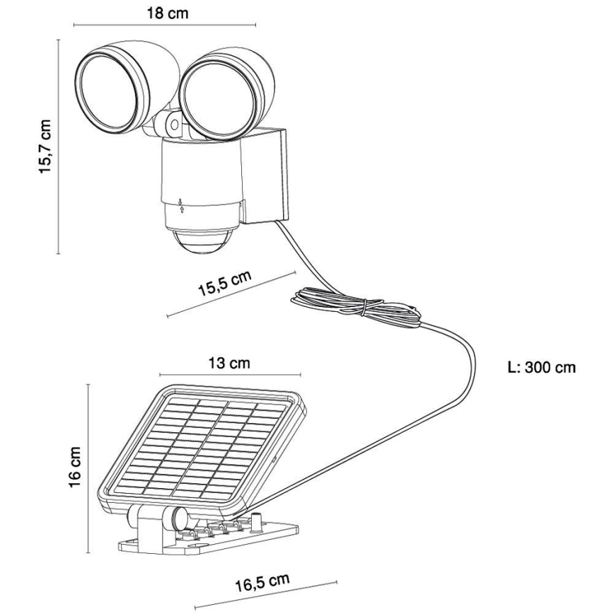 Globo 3715S - Napelemes érzékelős reflektor SOLAR 4xLED/0,5W/3V IP44