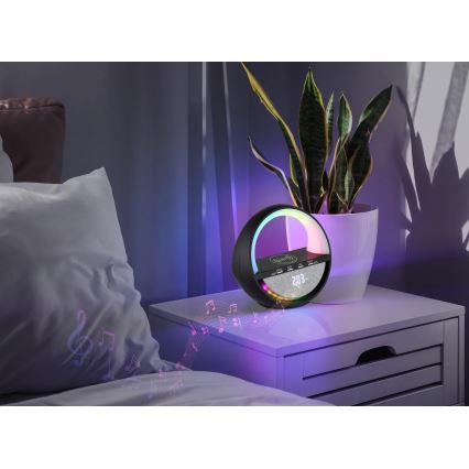 Globo - RGBW LED érintésvezérelt tölthető asztali lámpa hangszóróval és vezeték nélküli QI töltéssel LED/3,5W/5V 1800 mAh