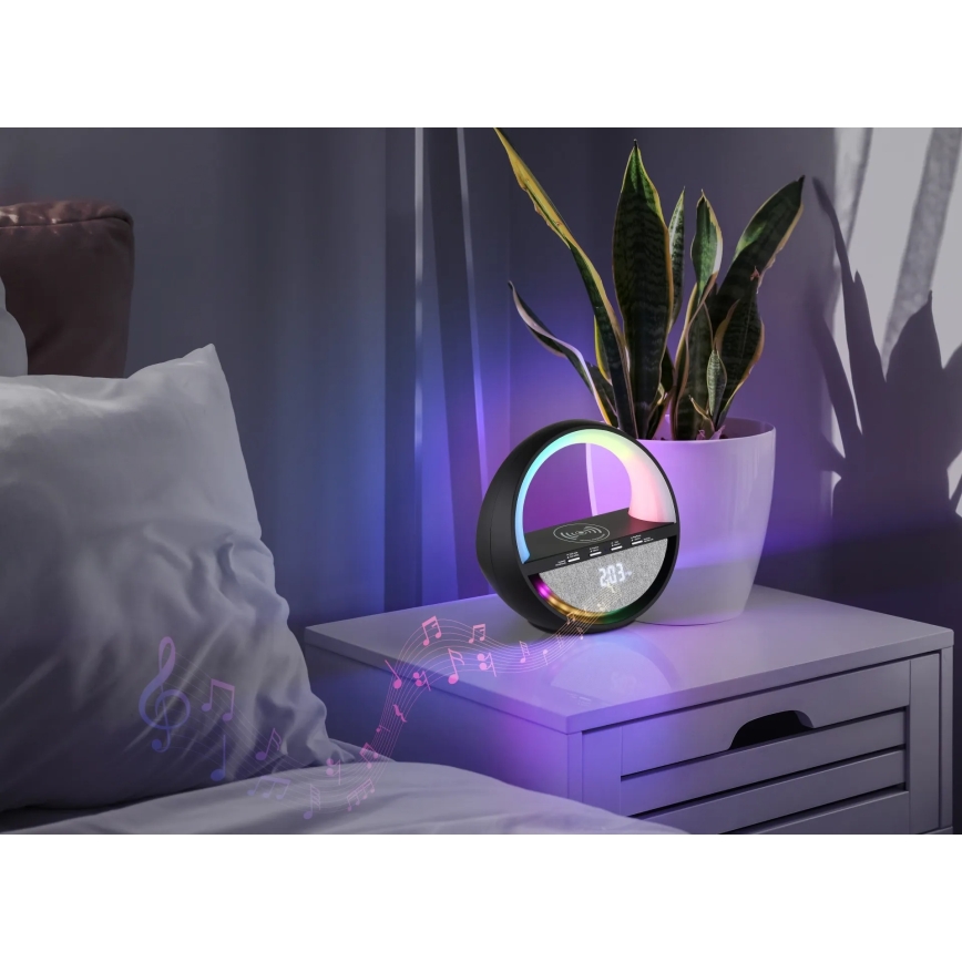 Globo - RGBW LED érintésvezérelt tölthető asztali lámpa hangszóróval és vezeték nélküli QI töltéssel LED/3,5W/5V 1800 mAh