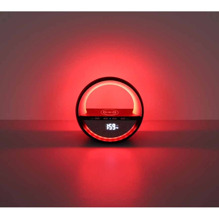 Globo - RGBW LED érintésvezérelt tölthető asztali lámpa hangszóróval és vezeték nélküli QI töltéssel LED/3,5W/5V 1800 mAh