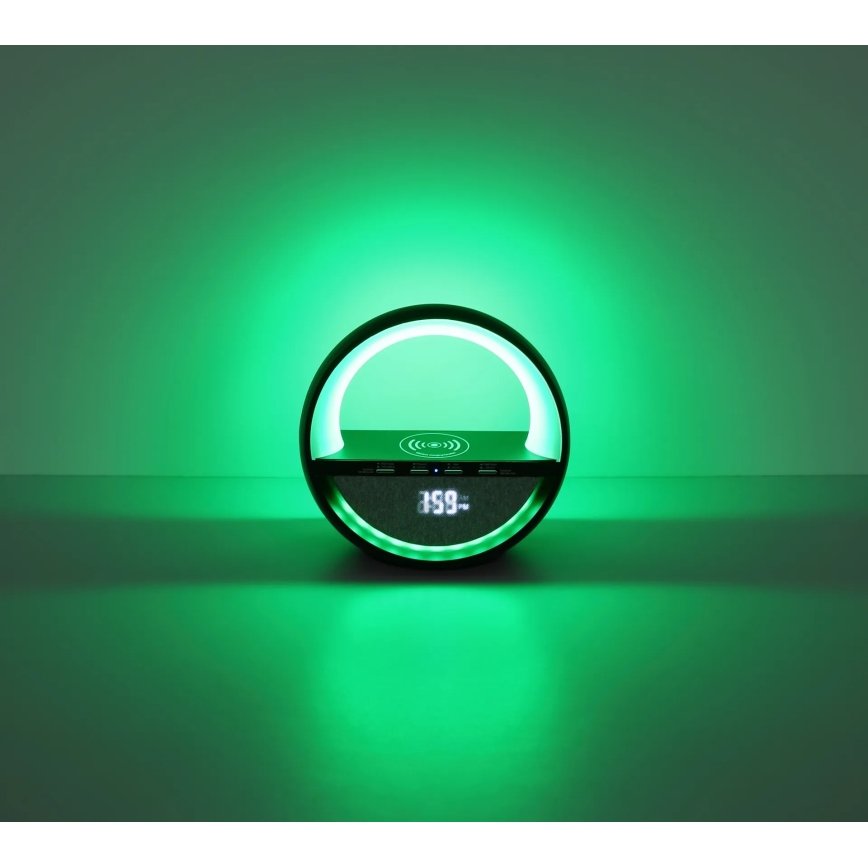 Globo - RGBW LED érintésvezérelt tölthető asztali lámpa hangszóróval és vezeték nélküli QI töltéssel LED/3,5W/5V 1800 mAh