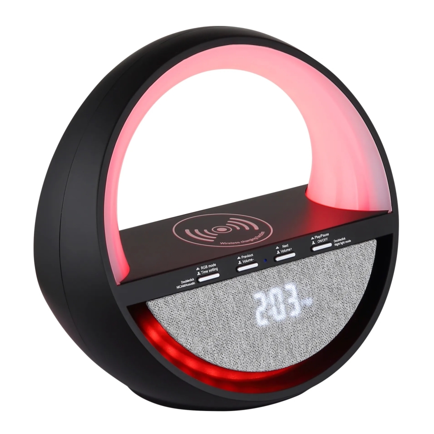 Globo - RGBW LED érintésvezérelt tölthető asztali lámpa hangszóróval és vezeték nélküli QI töltéssel LED/3,5W/5V 1800 mAh