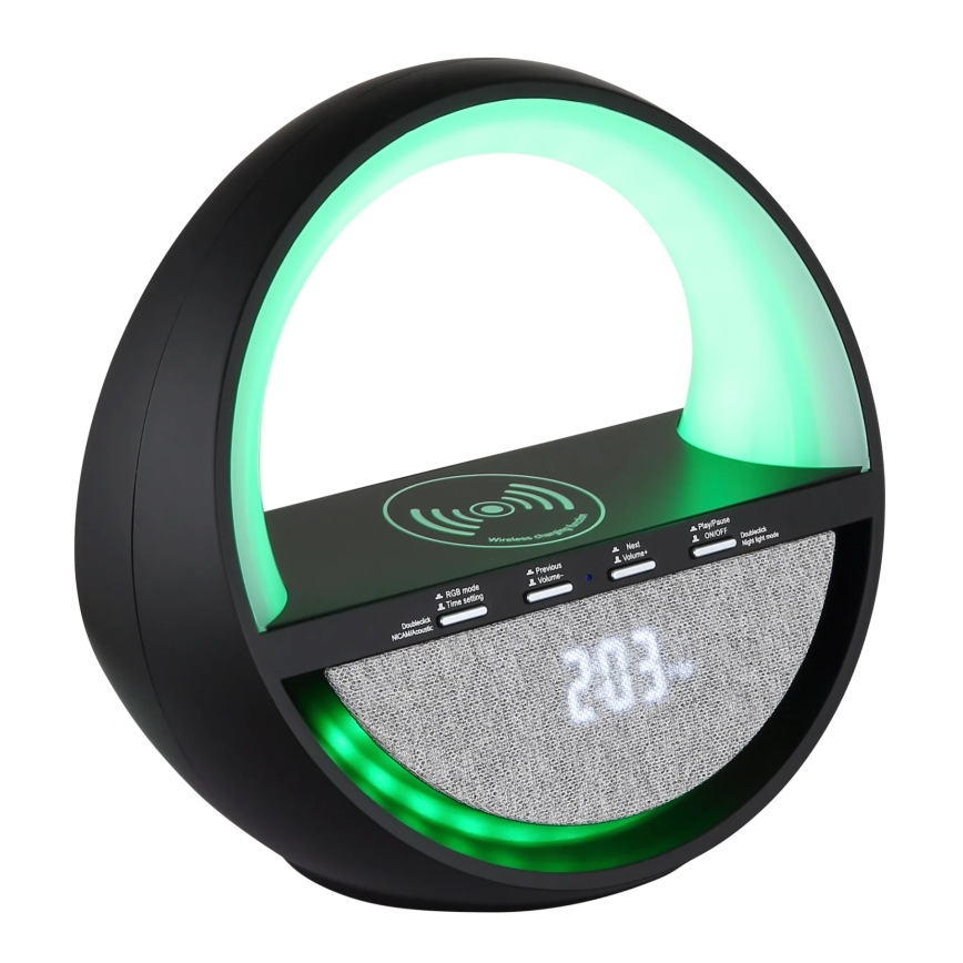 Globo - RGBW LED érintésvezérelt tölthető asztali lámpa hangszóróval és vezeték nélküli QI töltéssel LED/3,5W/5V 1800 mAh