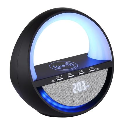 Globo - RGBW LED érintésvezérelt tölthető asztali lámpa hangszóróval és vezeték nélküli QI töltéssel LED/3,5W/5V 1800 mAh