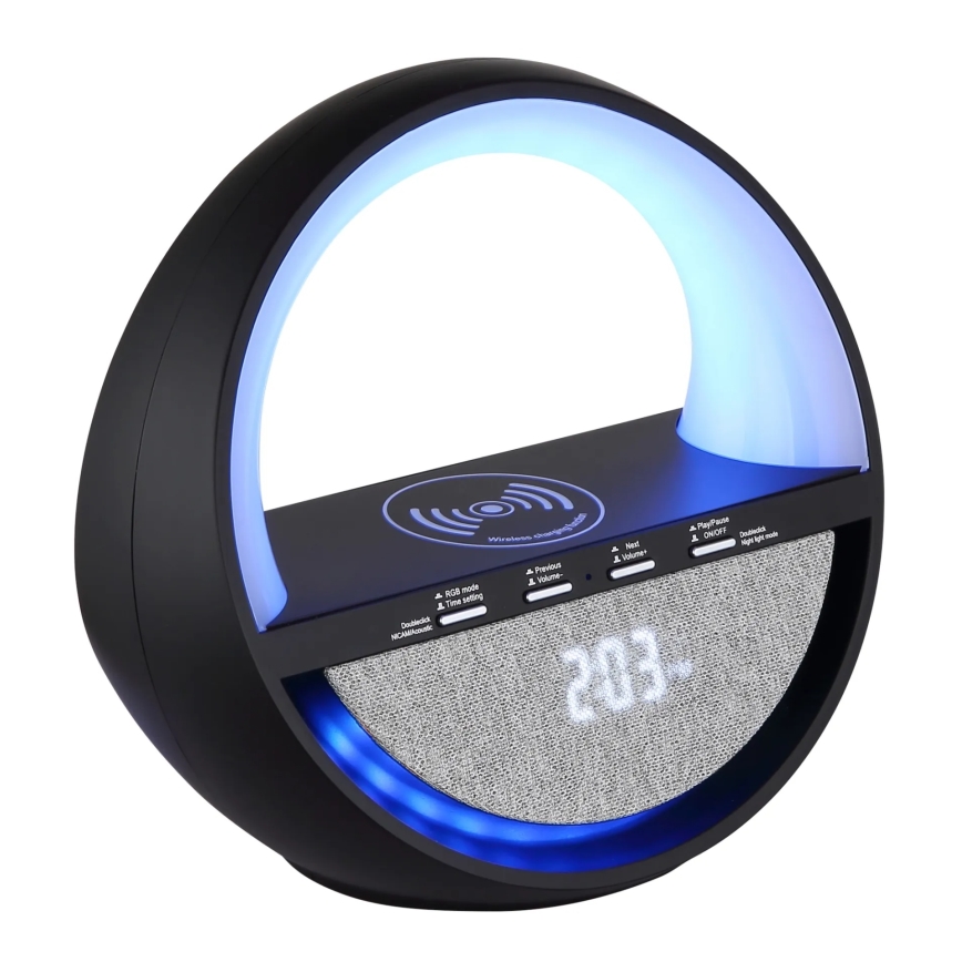 Globo - RGBW LED érintésvezérelt tölthető asztali lámpa hangszóróval és vezeték nélküli QI töltéssel LED/3,5W/5V 1800 mAh