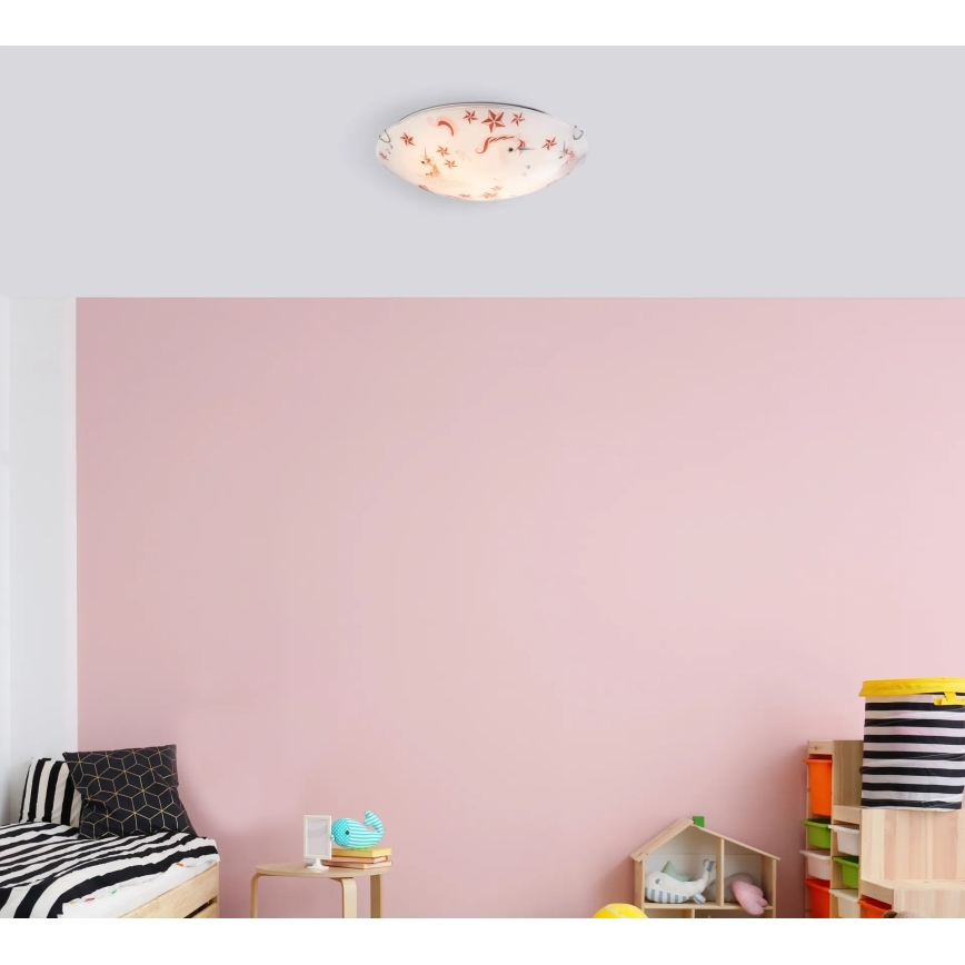 Globo - Gyerekszoba mennyezeti lámpa 2xE27ILLU/60W/230V, átm. 40 cm, unikornis