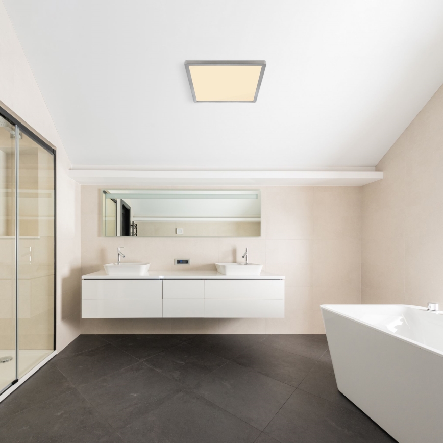 Globo - LED Dimmelhető fürdőszobai lámpa LED/18W/230V 29,4x29,4 cm IP44 matt króm