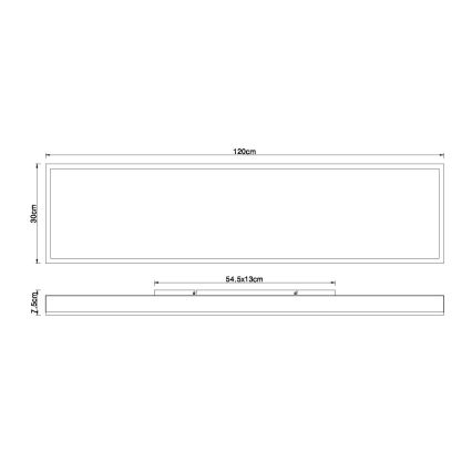 Globo - Fényerőszabályozható LED mennyezeti lámpatest LED/36W/230V 2700-6500K 30x120 cm + távirányító