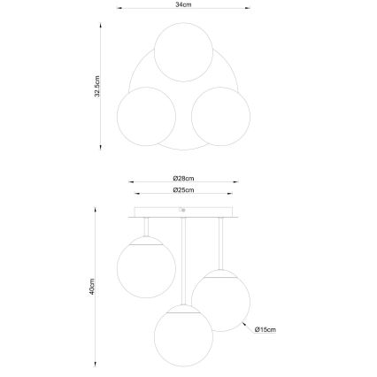 Globo - Felületre szerelt csillár 3xE14/25W/230V sárgaréz