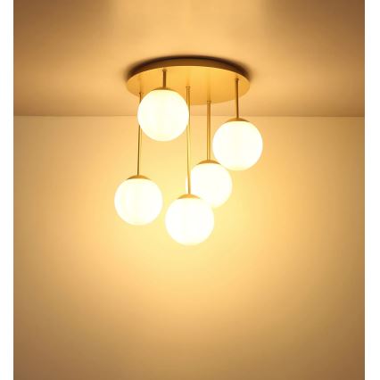 Globo - Felületre szerelhető csillár 5xE14/25W/230V sárgaréz
