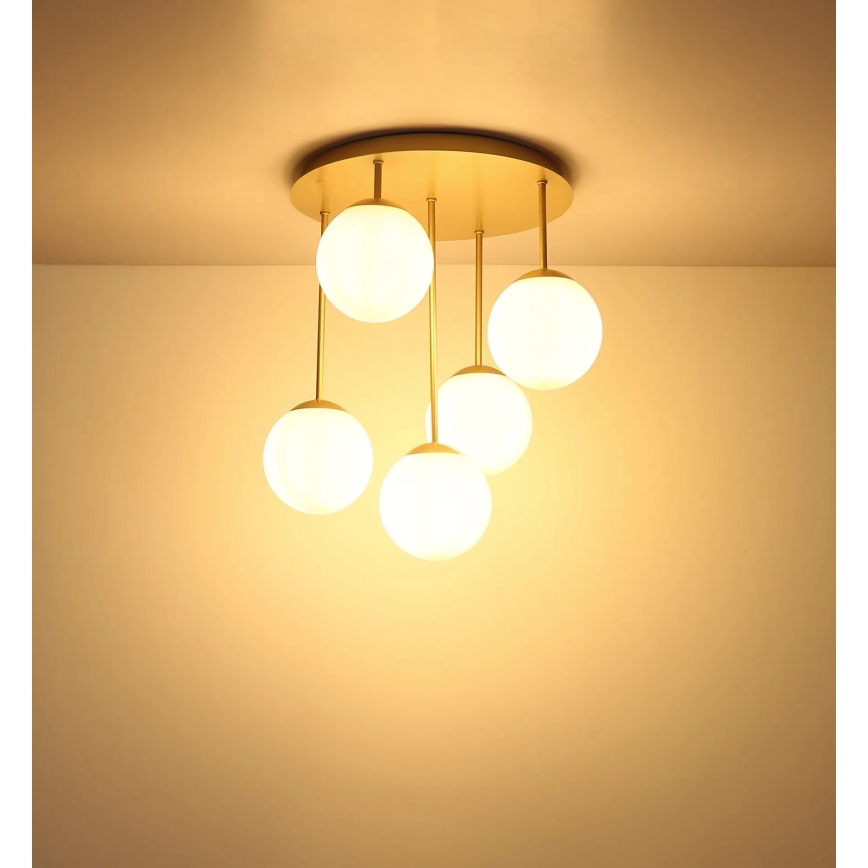 Globo - Felületre szerelhető csillár 5xE14/25W/230V sárgaréz