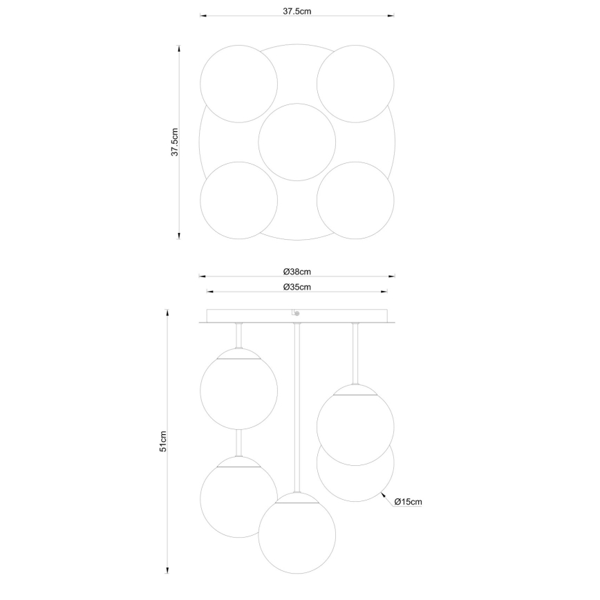 Globo - Felületre szerelhető csillár 5xE14/25W/230V sárgaréz
