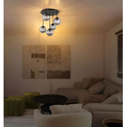 Globo - Felületre szerelt mennyezeti csillár 5xE14/25W/230V fekete