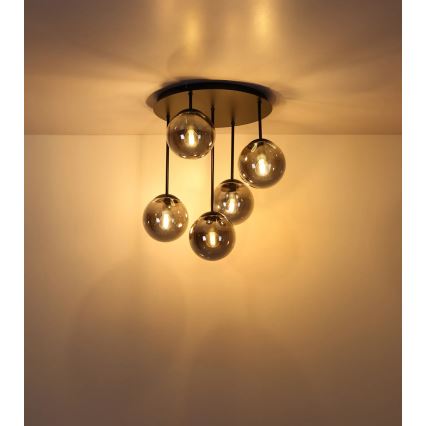 Globo - Felületre szerelt mennyezeti csillár 5xE14/25W/230V fekete