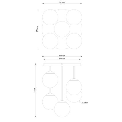 Globo - Felületre szerelt mennyezeti csillár 5xE14/25W/230V fekete