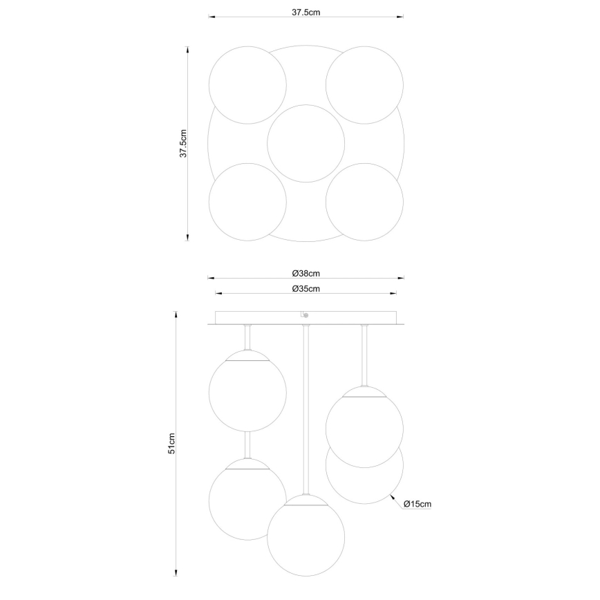 Globo - Felületre szerelt mennyezeti csillár 5xE14/25W/230V fekete
