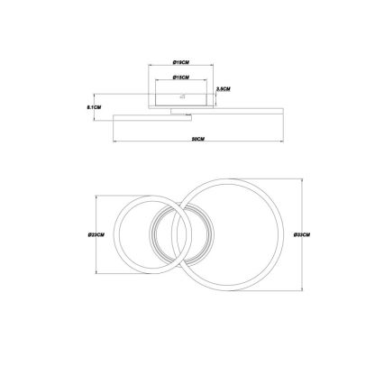 Globo - LED mennyezeti lámpa LED/30W/230V 2700/4500/6500K átm. 33x50 cm fekete