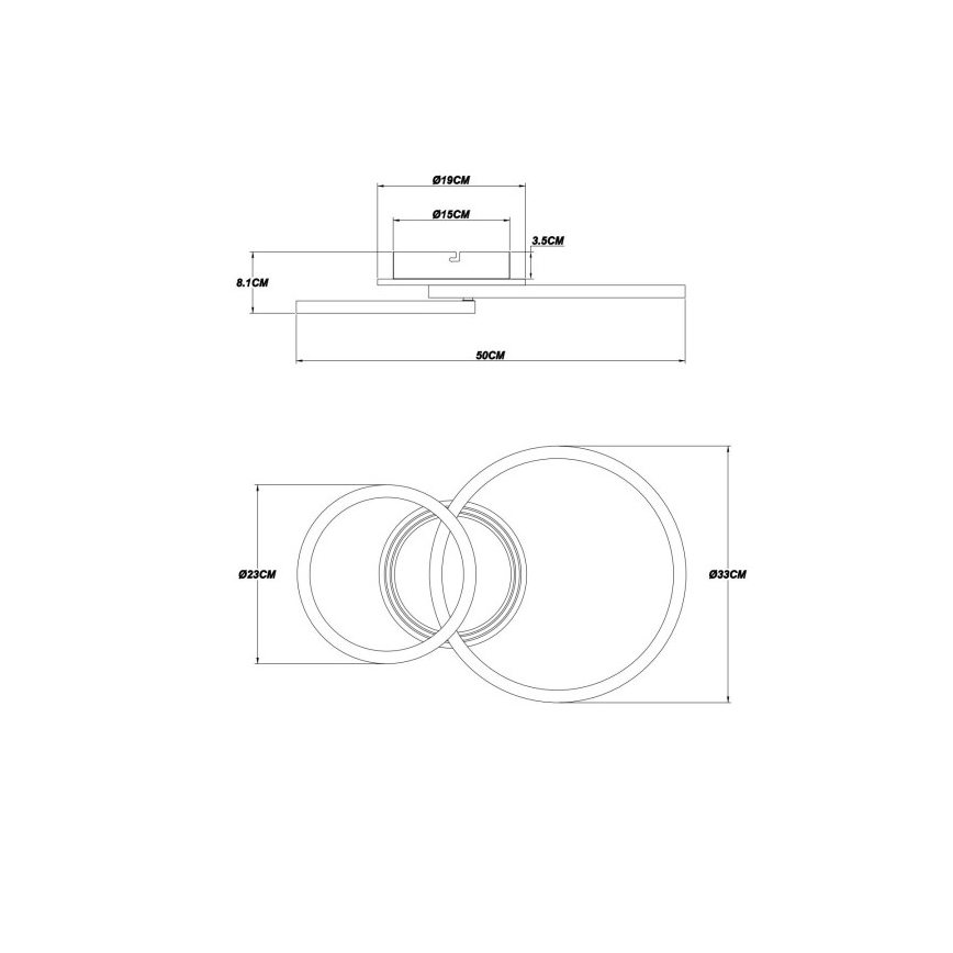 Globo - LED mennyezeti lámpa LED/30W/230V 2700/4500/6500K átm. 33x50 cm fekete