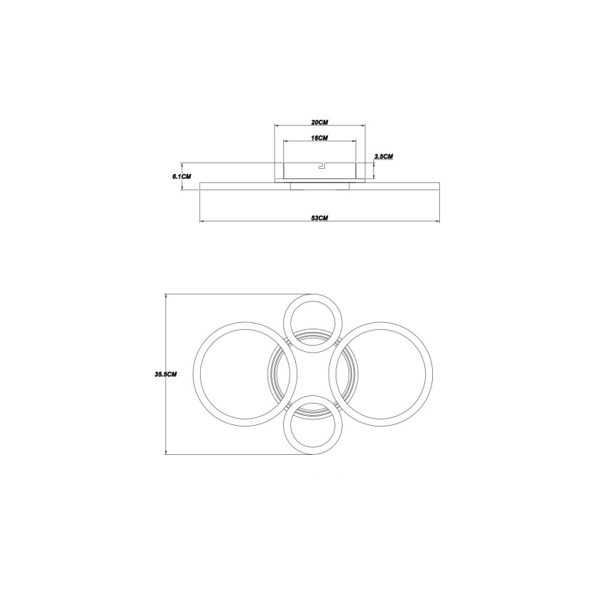 Globo - LED mennyezeti lámpa LED/40W/230V 2700/4500/6500K átmérő 35,5x53 cm fekete