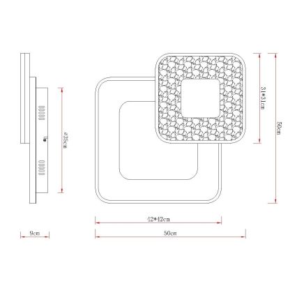 Globo - Dimmelhető mennyezeti LED lámpatest LED/48W/230V 2700-6000K 50x50 cm + távirányító