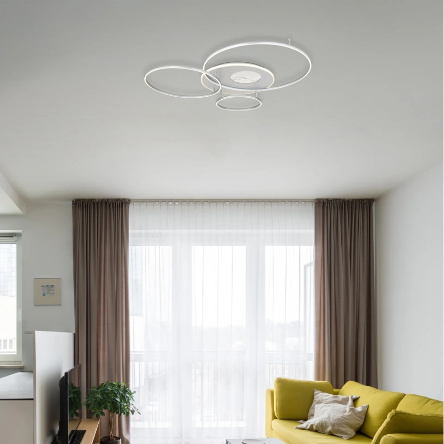 Globo - LED fényerőszabályozható mennyezeti lámpatest LED/54W/230V 2700-6500K 90x70 cm ezüstszínű + távirányító