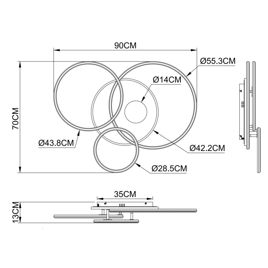 Globo - LED fényerőszabályozható mennyezeti lámpatest LED/54W/230V 2700-6500K 90x70 cm ezüstszínű + távirányító