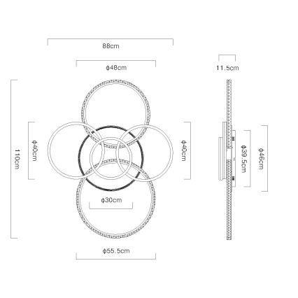 Globo - LED Mennyezeti lámpa LED/70W/230V 3000K 88x110 cm bézs