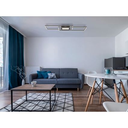 Globo - LED dimmelhető mennyezeti lámpatest LED/42W/230V 2700-6500K 19,6x96 cm fekete + távirányítóval