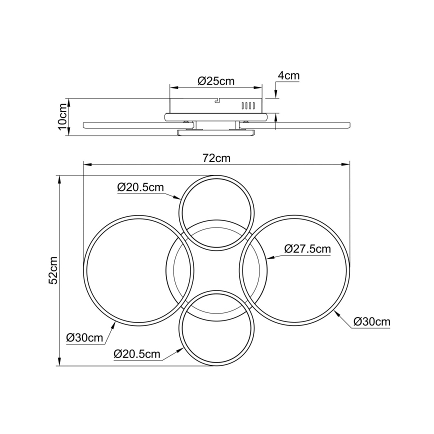 Globo - LED mennyezeti lámpa LED/40W/230V 4000K 72x52 cm fekete
