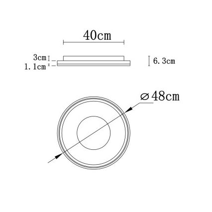 Globo - LED állítható fényerejű mennyezeti lámpa LED/48W/230V 2700-6000K átm. 48 cm + távirányító