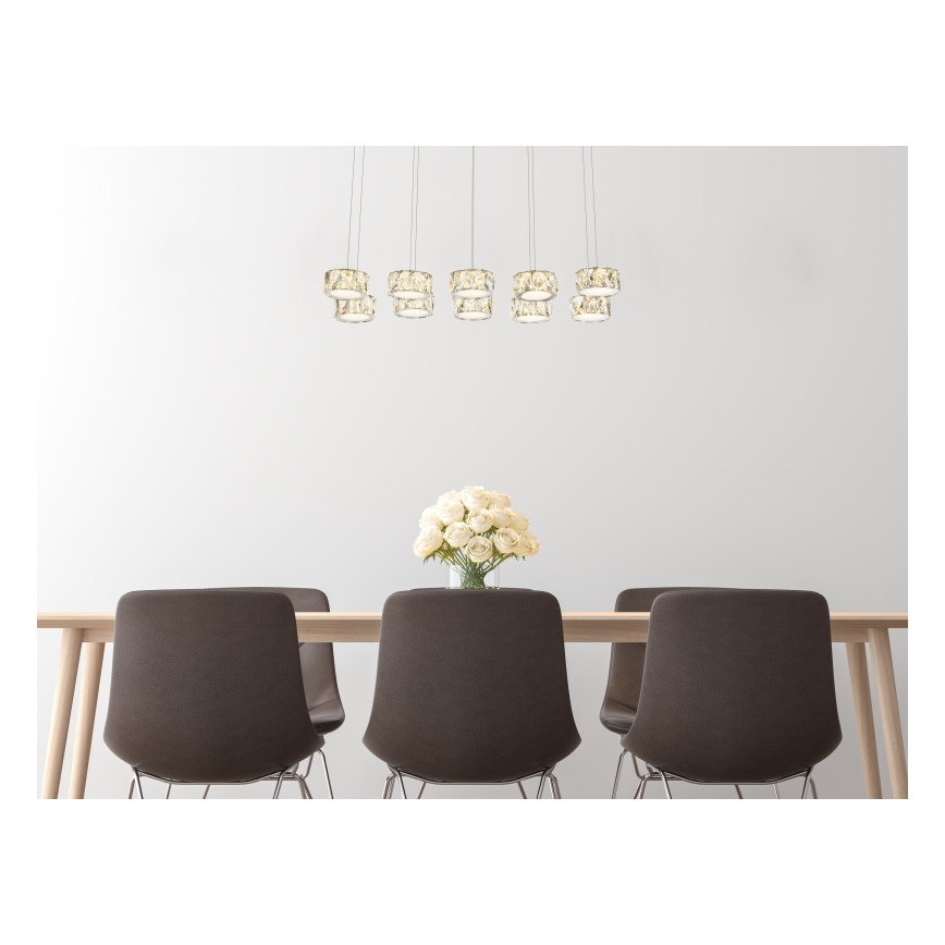 Globo - LED Csillár zsinóron LED/92W/230V 4000K fényezett króm/átlátszó